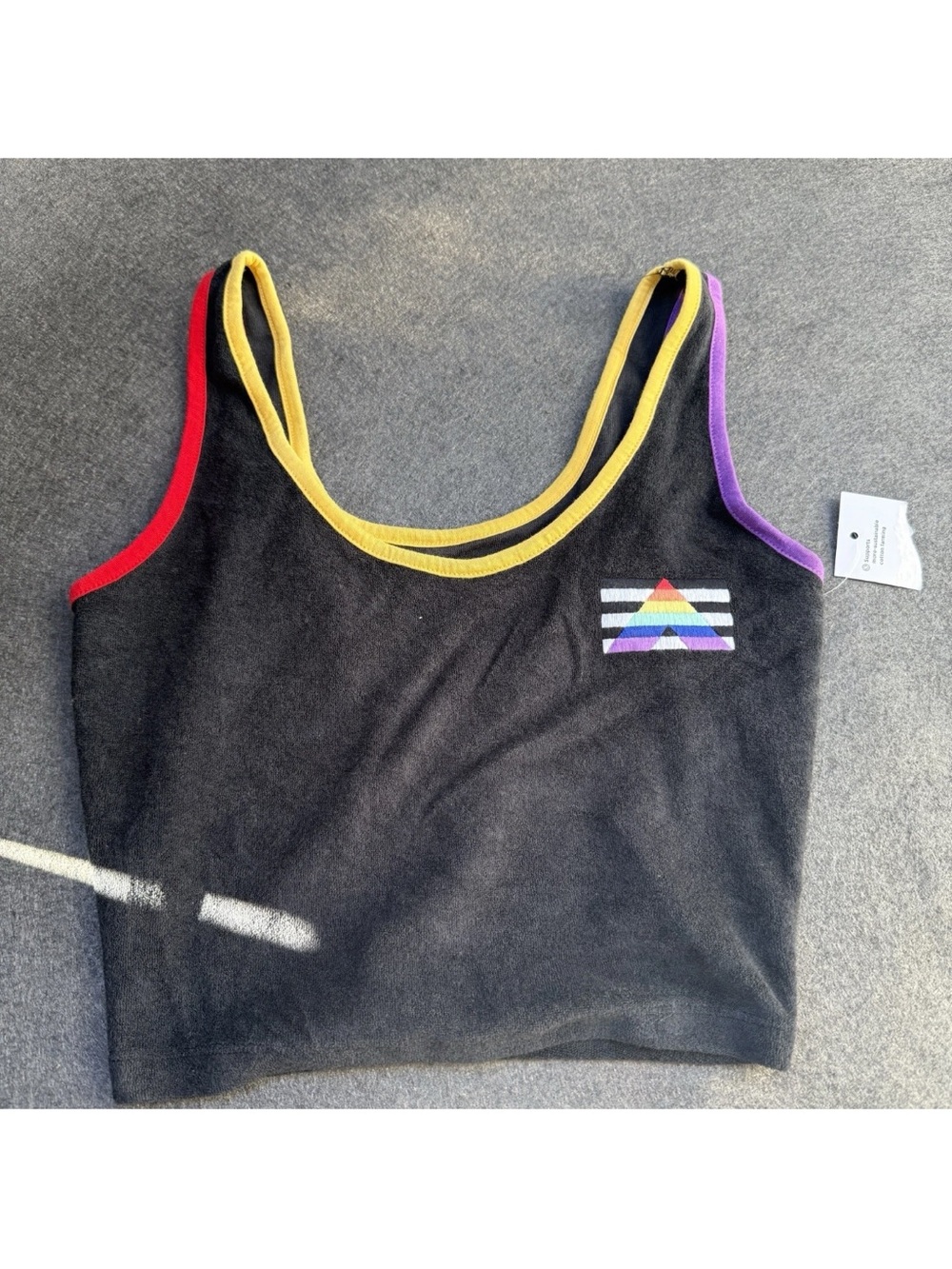 pride tank crop top black teddy xs small red purple rainbow pyramind A5